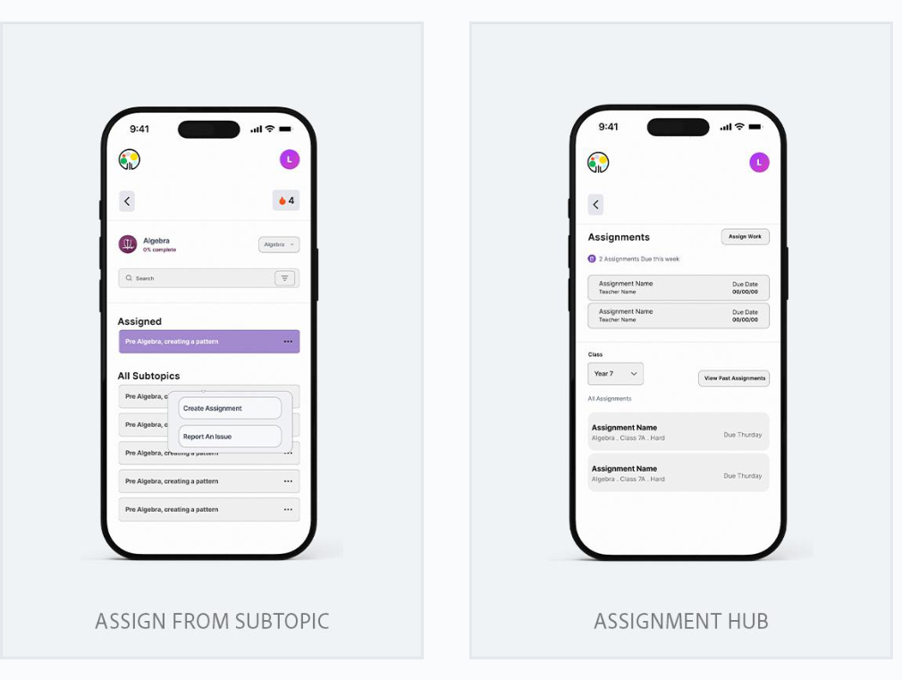 Assign from subtopic and the assignment hub